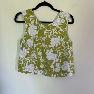 Maeve, size XS, Floral Green and White Women's Top